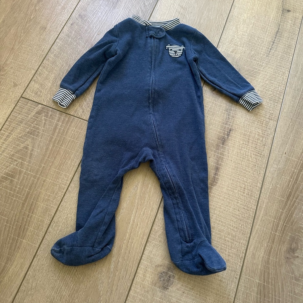 Carter’s Blue Baby Dog Logo Onesie Footie Pajamas in Size 9 Months